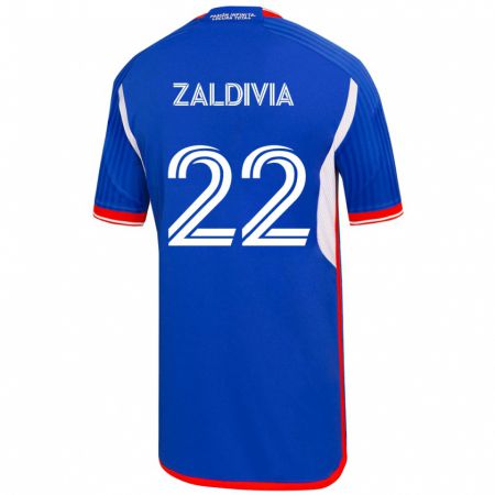 Kandiny Hombre Camiseta Matías Zaldivia #22 Azul 1ª Equipación 2023/24 La Camisa Chile