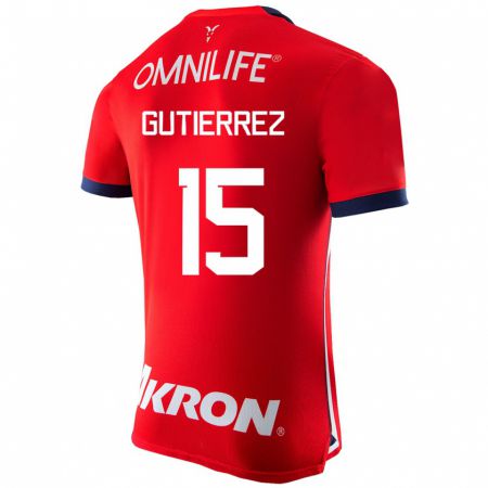 Kandiny Hombre Camiseta Érick Gutiérrez #15 Rojo 1ª Equipación 2023/24 La Camisa Chile