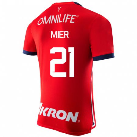 Kandiny Hombre Camiseta Hiram Mier #21 Rojo 1ª Equipación 2023/24 La Camisa Chile