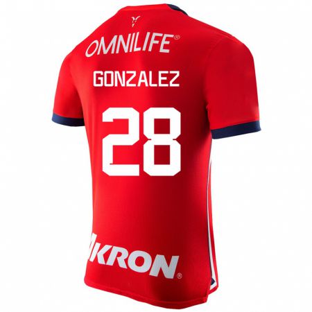 Kandiny Hombre Camiseta Fernando González #28 Rojo 1ª Equipación 2023/24 La Camisa Chile