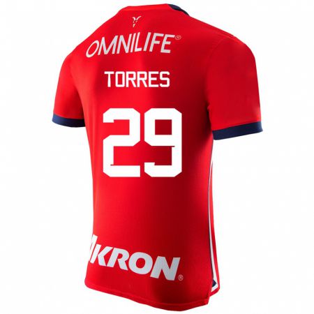 Kandiny Hombre Camiseta Alan Torres #29 Rojo 1ª Equipación 2023/24 La Camisa Chile