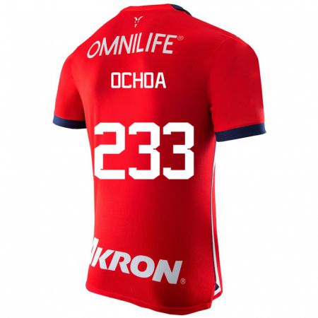 Kandiny Hombre Camiseta Diego Ochoa #233 Rojo 1ª Equipación 2023/24 La Camisa Chile