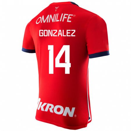 Kandiny Hombre Camiseta Ivonne González #14 Rojo 1ª Equipación 2023/24 La Camisa Chile