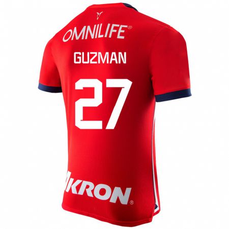 Kandiny Hombre Camiseta Kinberly Guzmán #27 Rojo 1ª Equipación 2023/24 La Camisa Chile