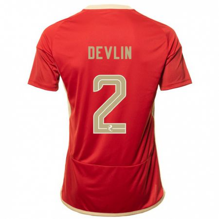 Kandiny Hombre Camiseta Nicky Devlin #2 Rojo 1ª Equipación 2023/24 La Camisa Chile
