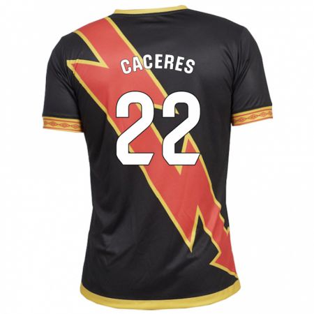 Kandiny Hombre Camiseta Daniel Cáceres #22 Negro 2ª Equipación 2023/24 La Camisa Chile
