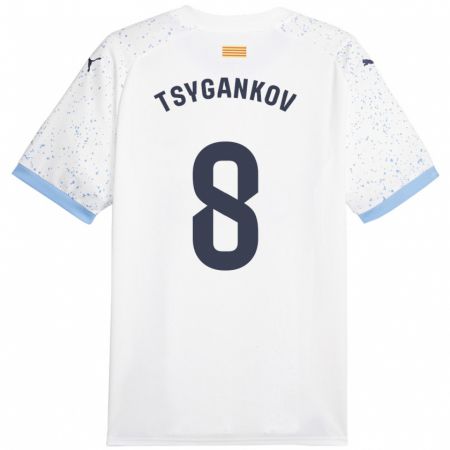 Kandiny Hombre Camiseta Viktor Tsygankov #8 Blanco 2ª Equipación 2023/24 La Camisa Chile