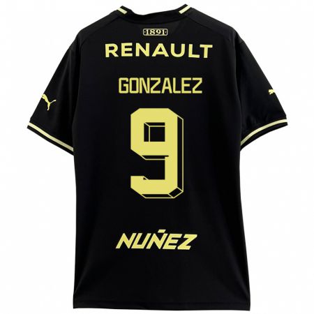 Kandiny Hombre Camiseta Franco González #9 Negro 2ª Equipación 2023/24 La Camisa Chile