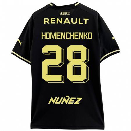 Kandiny Hombre Camiseta Santiago Homenchenko #28 Negro 2ª Equipación 2023/24 La Camisa Chile