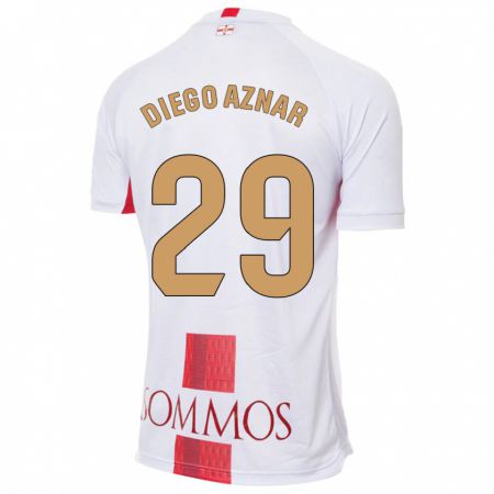 Kandiny Hombre Camiseta Diego Aznar #29 Blanco 2ª Equipación 2023/24 La Camisa Chile