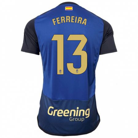 Kandiny Hombre Camiseta André Ferreira #13 Armada 2ª Equipación 2023/24 La Camisa Chile