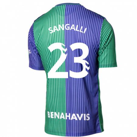 Kandiny Hombre Camiseta Luca Sangalli #23 Verde Azul 2ª Equipación 2023/24 La Camisa Chile