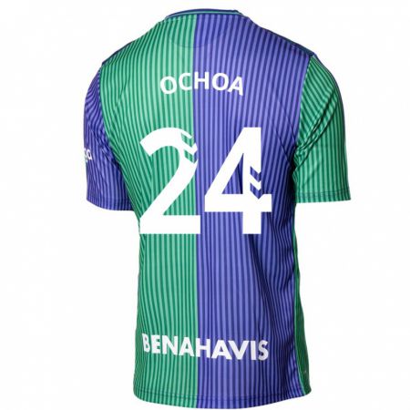Kandiny Hombre Camiseta Aarón Ochoa #24 Verde Azul 2ª Equipación 2023/24 La Camisa Chile
