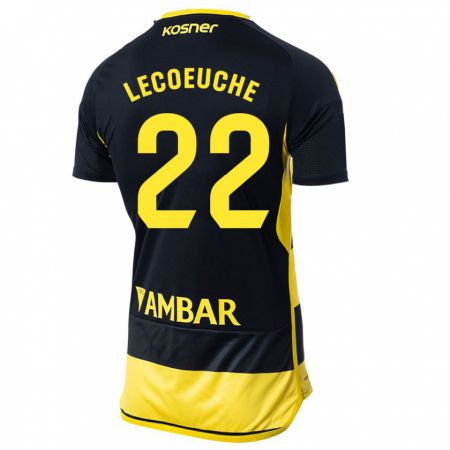 Kandiny Hombre Camiseta Quentin Lecoeuche #22 Negro Amarillo 2ª Equipación 2023/24 La Camisa Chile