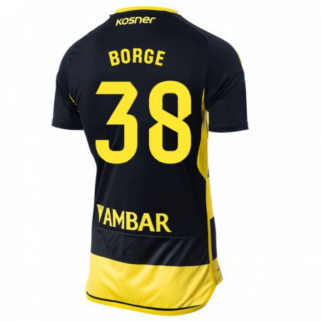 Kandiny Hombre Camiseta Andrés Borge #38 Negro Amarillo 2ª Equipación 2023/24 La Camisa Chile
