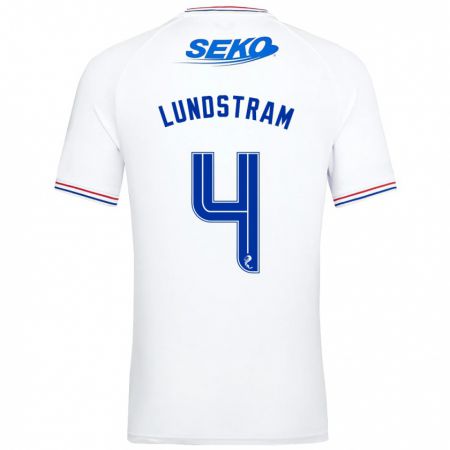 Kandiny Hombre Camiseta John Lundstram #4 Blanco 2ª Equipación 2023/24 La Camisa Chile