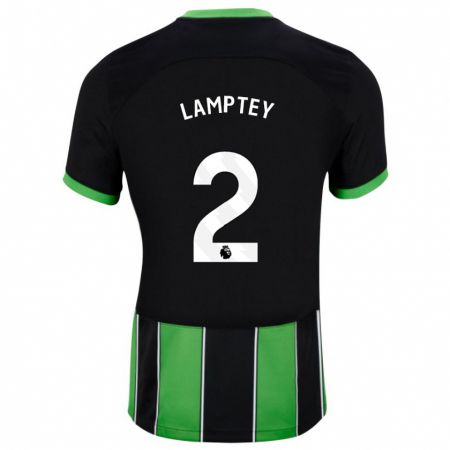 Kandiny Hombre Camiseta Tariq Lamptey #2 Verde Negro 2ª Equipación 2023/24 La Camisa Chile