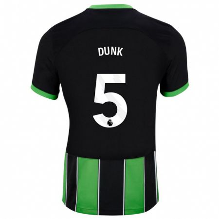 Kandiny Hombre Camiseta Lewis Dunk #5 Verde Negro 2ª Equipación 2023/24 La Camisa Chile