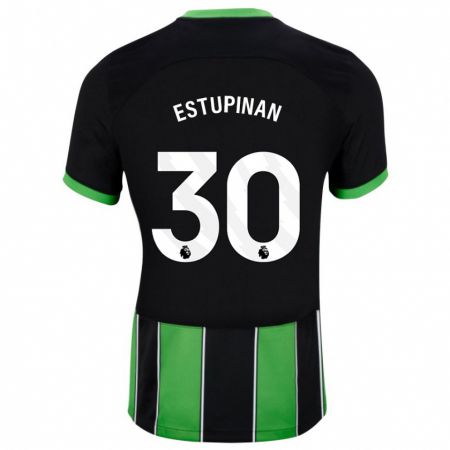Kandiny Hombre Camiseta Pervis Estupiñán #30 Verde Negro 2ª Equipación 2023/24 La Camisa Chile