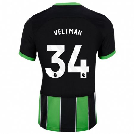 Kandiny Hombre Camiseta Joël Veltman #34 Verde Negro 2ª Equipación 2023/24 La Camisa Chile