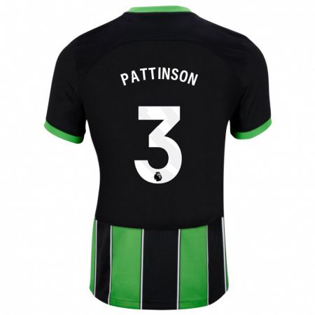 Kandiny Hombre Camiseta Poppy Pattinson #3 Verde Negro 2ª Equipación 2023/24 La Camisa Chile