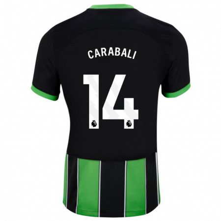 Kandiny Hombre Camiseta Jorelyn Andrea Carabalí Martínez #14 Verde Negro 2ª Equipación 2023/24 La Camisa Chile