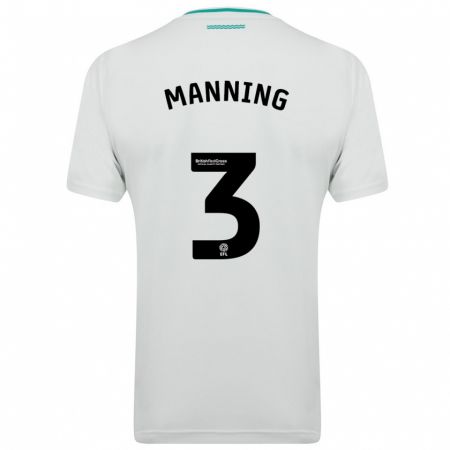 Kandiny Hombre Camiseta Ryan Manning #3 Blanco 2ª Equipación 2023/24 La Camisa Chile
