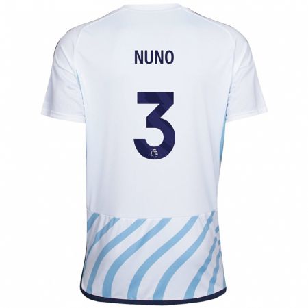 Kandiny Hombre Camiseta Nuno Tavares #3 Blanco Azul 2ª Equipación 2023/24 La Camisa Chile
