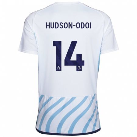 Kandiny Hombre Camiseta Callum Hudson-Odoi #14 Blanco Azul 2ª Equipación 2023/24 La Camisa Chile