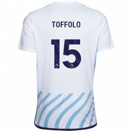 Kandiny Hombre Camiseta Harry Toffolo #15 Blanco Azul 2ª Equipación 2023/24 La Camisa Chile