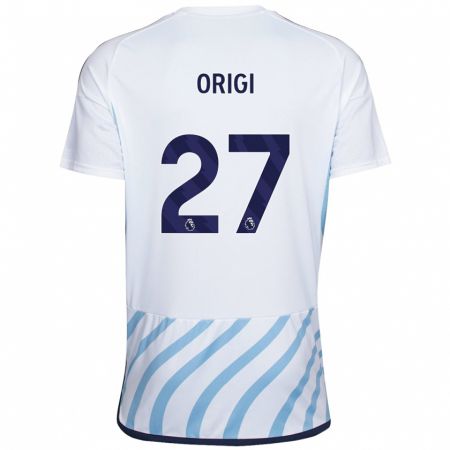 Kandiny Hombre Camiseta Divock Origi #27 Blanco Azul 2ª Equipación 2023/24 La Camisa Chile