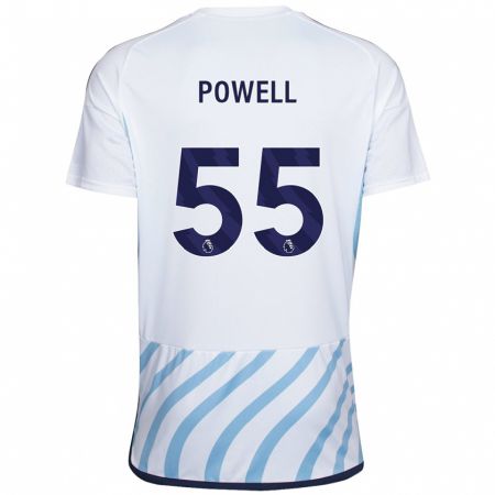 Kandiny Hombre Camiseta Josh Powell #55 Blanco Azul 2ª Equipación 2023/24 La Camisa Chile