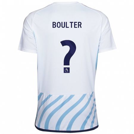 Kandiny Hombre Camiseta Evan Boulter #0 Blanco Azul 2ª Equipación 2023/24 La Camisa Chile