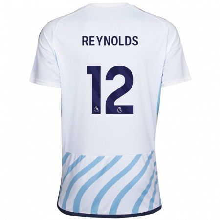 Kandiny Hombre Camiseta Niamh Reynolds #12 Blanco Azul 2ª Equipación 2023/24 La Camisa Chile