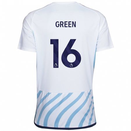 Kandiny Hombre Camiseta Mollie Green #16 Blanco Azul 2ª Equipación 2023/24 La Camisa Chile