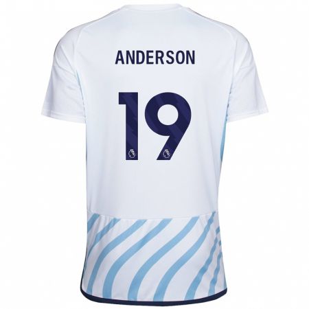 Kandiny Hombre Camiseta Becky Anderson #19 Blanco Azul 2ª Equipación 2023/24 La Camisa Chile