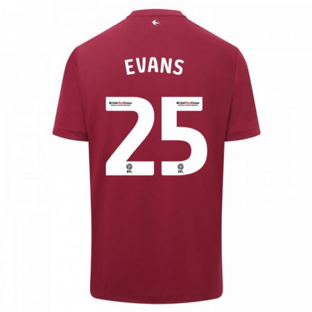 Kandiny Hombre Camiseta Kieron Evans #25 Rojo 2ª Equipación 2023/24 La Camisa Chile