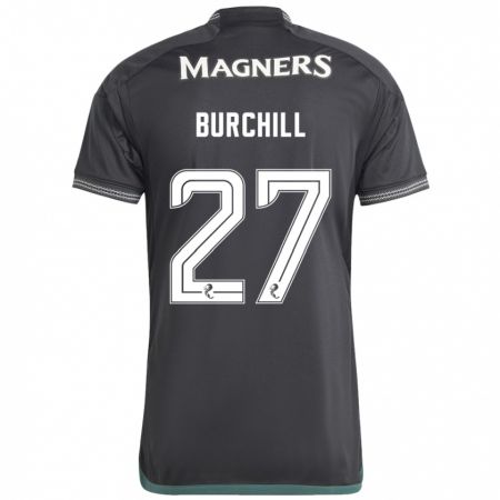 Kandiny Hombre Camiseta Tiree Burchill #27 Negro 2ª Equipación 2023/24 La Camisa Chile