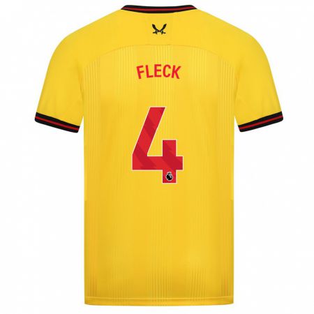 Kandiny Hombre Camiseta John Fleck #4 Amarillo 2ª Equipación 2023/24 La Camisa Chile