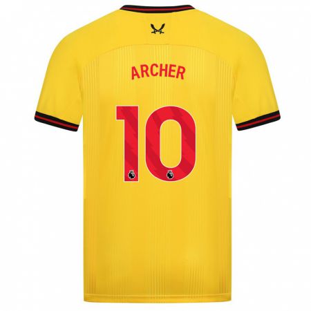 Kandiny Hombre Camiseta Cameron Archer #10 Amarillo 2ª Equipación 2023/24 La Camisa Chile