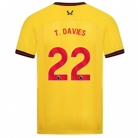 Kandiny Hombre Camiseta Tom Davies #22 Amarillo 2ª Equipación 2023/24 La Camisa Chile