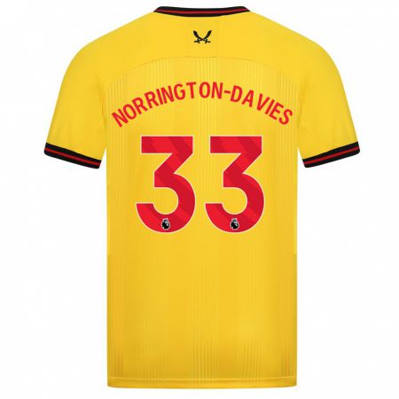 Kandiny Hombre Camiseta Rhys Norrington-Davies #33 Amarillo 2ª Equipación 2023/24 La Camisa Chile