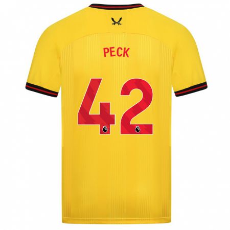 Kandiny Hombre Camiseta Sydie Peck #42 Amarillo 2ª Equipación 2023/24 La Camisa Chile