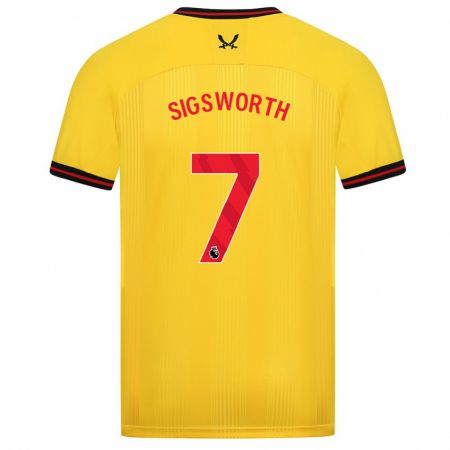 Kandiny Hombre Camiseta Jess Sigsworth #7 Amarillo 2ª Equipación 2023/24 La Camisa Chile