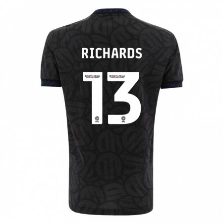 Kandiny Hombre Camiseta Harvey Wiles-Richards #13 Negro 2ª Equipación 2023/24 La Camisa Chile