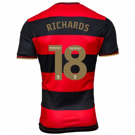 Kandiny Hombre Camiseta Taylor Richards #18 Negro Rojo 2ª Equipación 2023/24 La Camisa Chile
