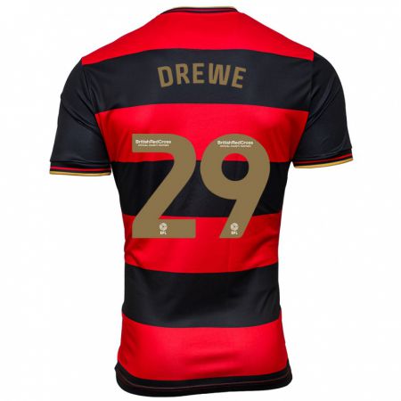Kandiny Hombre Camiseta Aaron Drewe #29 Negro Rojo 2ª Equipación 2023/24 La Camisa Chile