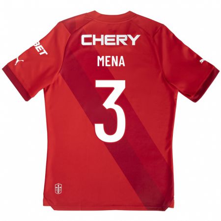 Kandiny Hombre Camiseta Eugenio Mena #3 Rojo 2ª Equipación 2023/24 La Camisa Chile