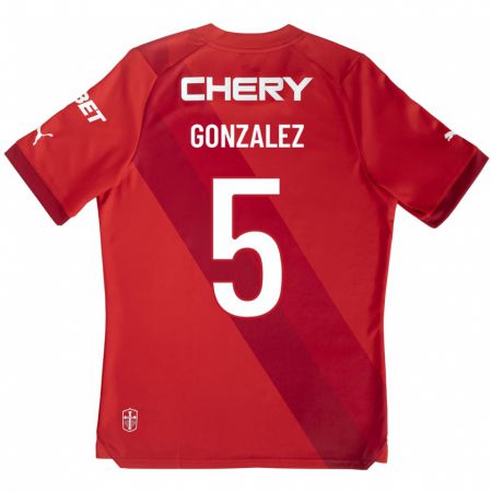 Kandiny Hombre Camiseta Daniel González #5 Rojo 2ª Equipación 2023/24 La Camisa Chile