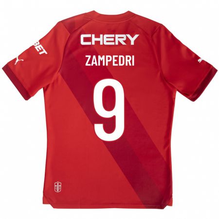 Kandiny Hombre Camiseta Fernando Zampedri #9 Rojo 2ª Equipación 2023/24 La Camisa Chile